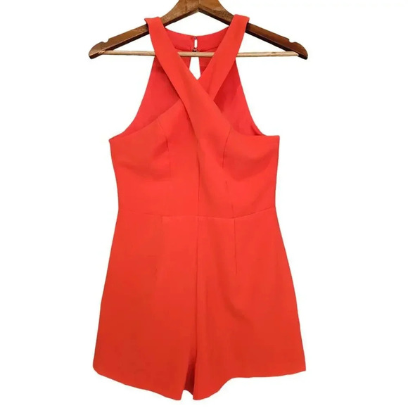 Gianni Bini Cross Halter Neck Romper Orange Size S NWT - Picture 3 of 8